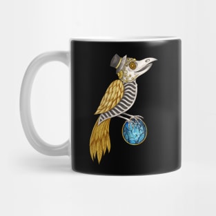 Skull crow on blue sapphire fancy art day of the dead. Mug